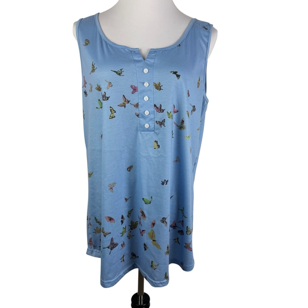 Just Fashion Now Butterfly Print Scoop Neck Sleeveless Tank Top Women's Large